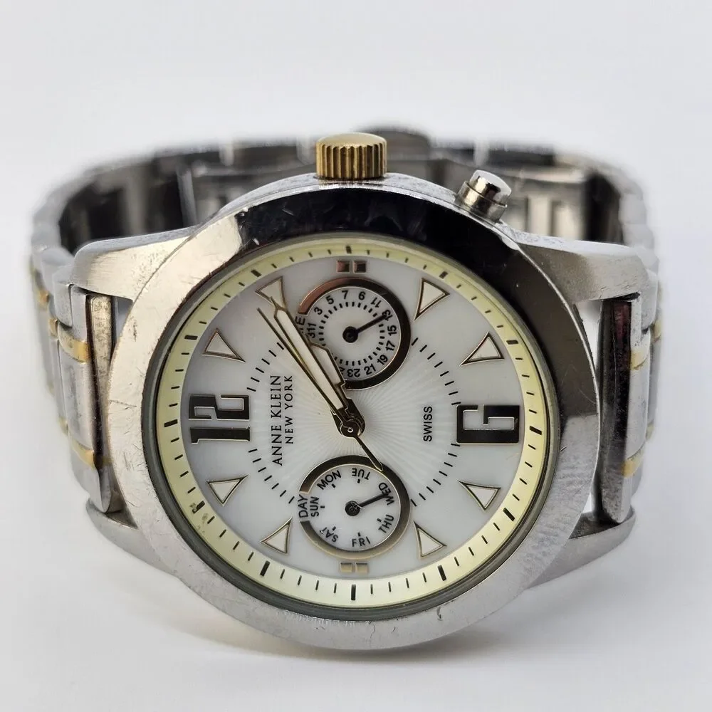 Anne Klein Women's Watch 36MM Gray Dial Gray Gold Bracelet 6.25